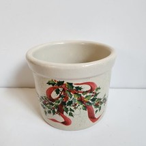 Vintage Roseville Pottery Crock Holly &amp; Berries 4.5&#39;&#39; Wide X 3 5/8&#39;&#39; High 1 Pint - £14.76 GBP