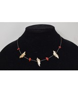 Native American Sterling Fetish Mother of Pearl &amp; Coral Birds Liquid Sil... - £44.58 GBP