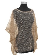 Beige Nubby Open Weave Sequin Slipover Poncho Top - Also in Teal, Ivory ... - £18.30 GBP