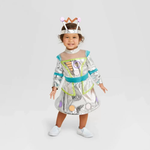 NEW Robot Dress Halloween Costume sz 6-12 months w/ headband, silver hoop skirt - £7.92 GBP