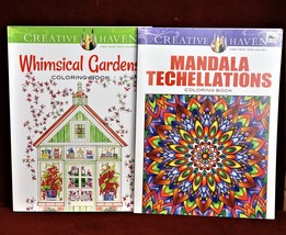 2 Lot Creative Haven Mandala Techellations &amp; Whimsical Gardens Coloring ... - $10.60