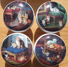 Ceramic Cabinet Knobs W/ 4 Regency Kittens Cat (4) - $21.77