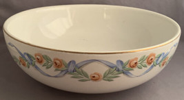 Vintage Hall Pottery Serving Bowl Wildfire Midcentury Pink Blue Floral  - £11.78 GBP