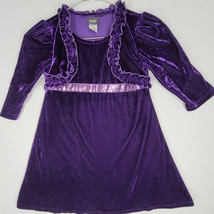 Holiday Editions Dress Girls Size M 7/8 Purple Velvet Sequins Soft Party - $12.86
