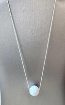 Natural 20mm White Agate Necklace 20 Inches in Sterling Silver 50.00 ctw - £13.54 GBP