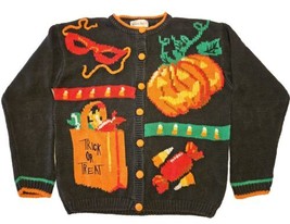 Alexandra Bartlett Halloween Sweater Womens XL Trick or Treat Pumpkin Ca... - £33.24 GBP