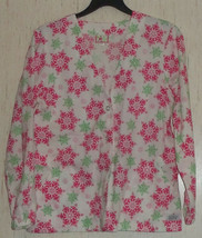 New Womens Izzy Scrubs Sparkly Snowflakes Snap Front Scrubs Jacket Size M - £18.35 GBP