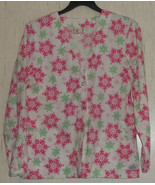 NEW WOMENS izzy scrubs SPARKLY SNOWFLAKES SNAP FRONT SCRUBS JACKET  SIZE M - $31.79 CAD