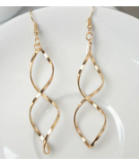 Stylish &amp; Unique - Gold Spiral Bending Wave Geometric Long Dangle Earrings - £8.63 GBP