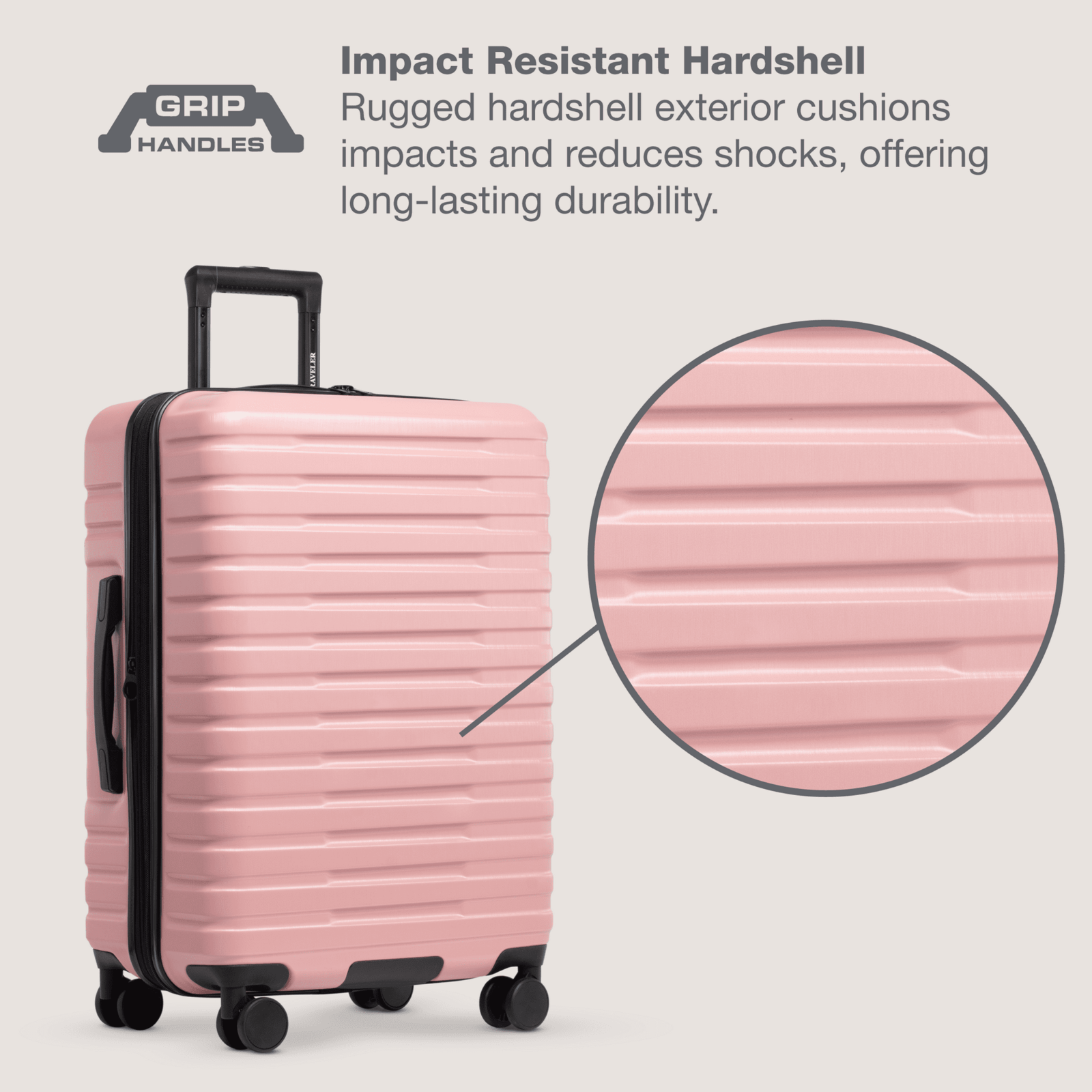 Boren Hardside Rugged Spinner Luggage, Rose Pink, 26" Checked Medium Item image 2