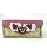 New Coach  Wallet Butterfly Appliqué  Turnlock  Rose Khaki $278  3126 W34 - £118.80 GBP