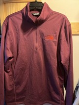 The North Face Mens L Maroon Long Sleeve 1/2 Zip Polyester Fleece Lined Jacket - £15.55 GBP