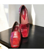 Bass Red Leather Loafers Women’s 8M Slip-On Comfort Casual Shoes - $31.17