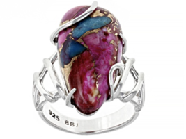Blended Turquoise And Purple Spiny Oyster Shell Ring Sz 8 10 11 12 - £158.48 GBP