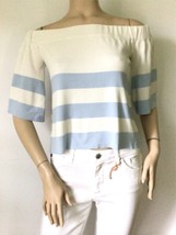 ASOS Off The Shoulder Blue &amp; White Striped Top (Size 8) - £9.39 GBP