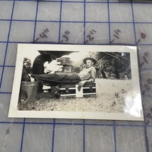 Vintage Photograph 1930s Man In Hat Relaxing On Trunk - $6.29