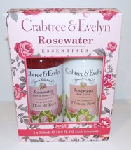 NEW CRABTREE &amp; EVELYN ROSEWATER 16.9 OZ BODY LOTION &amp; BATH &amp; SHOWER GEL ... - $39.59