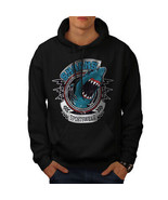 Wellcoda Sharks Gym Workout Mens Hoodie, Horror Casual Hooded Sweatshirt - £25.79 GBP+