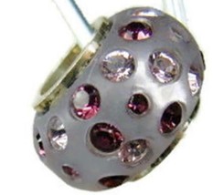 Bead Spacer Sterling Silver 925 Grey Purple Pink Simulated Cubic Zirconia  - £11.66 GBP