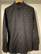 Mens H&M Slimfit S Black Button Down Long Sleeve Dress Shirt Easy Iron Glasses - $20.16