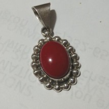 True Red Mountain Jade Vintage Pendant Sterling Silver 92.5 - £81.75 GBP