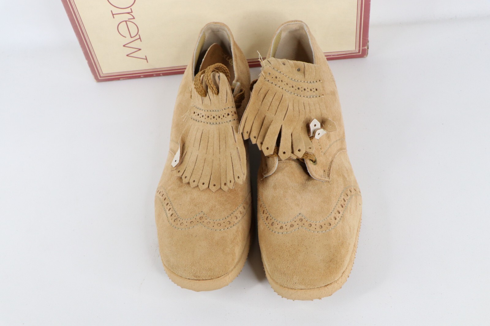 NOS Vintage 90s Streetwear Womens 9 B Fringed Chunky Leather Platform Shoes USA Item image 2