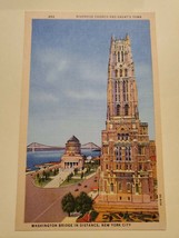 Vtg Linen Postcard Riverside Church, Grant&#39;s Tomb, GW Bridge,  Manhattan,... - £3.13 GBP