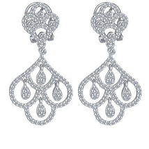 Women&#39;s Dangle Earrings 14k White Gold 1.40 TCW Natural Real Diamond Omega Back - £1,323.20 GBP
