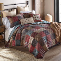 New Donna Sharp Appalachia Plaid Pieced Cotton King Quilt Set Country Pa... - £129.10 GBP