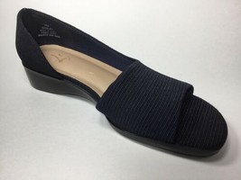 Lifestride Womens 7M Black Shoes Open Side &amp; Toe Flats Mesh Peep - £13.25 GBP