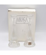 Set of 2 Mikasa Crystal Taper Candle Holders 8&quot; tall Park Lane w/ Box T9... - £89.56 GBP