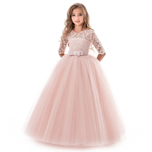 Girls Lace Long Prom Gowns Bridesmaid Kids Dresses For Girls Teens Girl Party  - £36.75 GBP