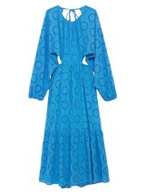Embriodery Flower  Out  Blue Maxi  Dress Backless Lantern Sleeve Summer Spring B - £128.84 GBP