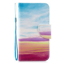 Anymob iPhone Case Sky Blue and Brown Flip Leather Fashion Colorful Flower Paint - £23.17 GBP