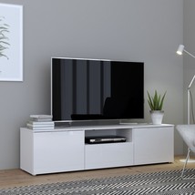Modern White High Gloss TV Tele Stand Unit Cabinet Stand With 2 Doors 1 ... - £227.96 GBP