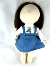 Handmade Doll Cloth Brown hair black eyes 11 Inches Fully Jointed - £20.33 GBP