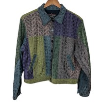 Sacred Threads Jacket Womens Large Multicolor Patchwork Embroidered Cott... - $39.98