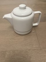 The Toscany Duo Collection Teapot White Ceramic Black Trim Personal Size 16 Oz - $25.00