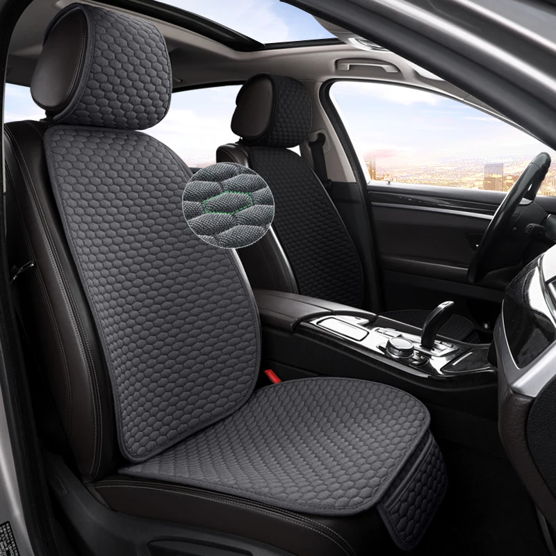 Karcle Car Seat Cover Set Breathable Cotton Linen Car Seat Protector Uni... - £24.61 GBP+