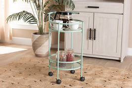 Monaco Oak Brown and Silver-Tone Metal Mobile Kitchen Storage Cart - $35.70