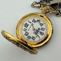 VTG Milan Pocket Quartz Watch Gold Tone Half Hunter Railroad Train New B... - $32.29