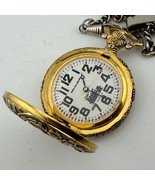 VTG Milan Pocket Quartz Watch Gold Tone Half Hunter Railroad Train New B... - $605.68 MXN