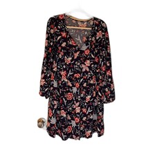 Old Navy Bohochic Casual Blue Floral Print Long Sleeve V Neck Shift Dres... - $15.99