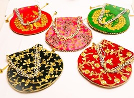 Potli Bags Pack of 6 style Bag Women Embroidery all colours, Women Purse... - $81.70 CAD