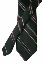  KETCH Black Burgundy Red and Gray Stiped Shiny Tie 100% Polyester - £11.20 GBP