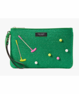 Kate Spade Tee Time Embellished Astroturf Grass Gold Ball Wristlet Clutc... - $2,700.14 MXN