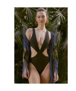 New FREE PEOPLE Agua Bendita Malibu One-Piece Swimsuit $180 LARGE Black  - $1,907.91 MXN