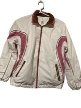 Vintage 80/90s Bold Spirit Windbreaker Jacket Women&#39;s Medium White Brown Pink - £18.94 GBP