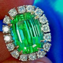 Earth mined Sea foam Blue Green Tourmaline Diamond Designer Deco Style Ring - $877,435.79 MXN
