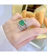 Ladies Luxury Vintage 925 Sterling Silver 5CT Created Moissanite Emerald... - $1,510.74 MXN